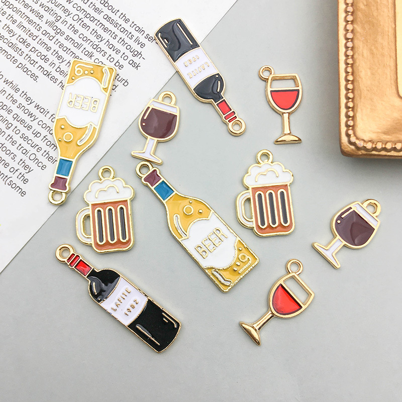 Wine With Beer Mix - 10pcs/lot Enamel Charms Red Wine Glass
