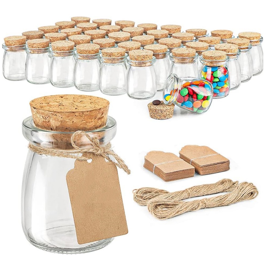 Bottle Stopper Set - Decorative Glass Bottle with Cork Stopper