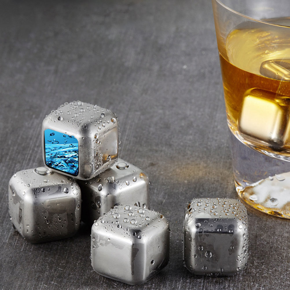 Wine Beer Whiskey - 1Set Stainless Steel Whiskey Ice Cube