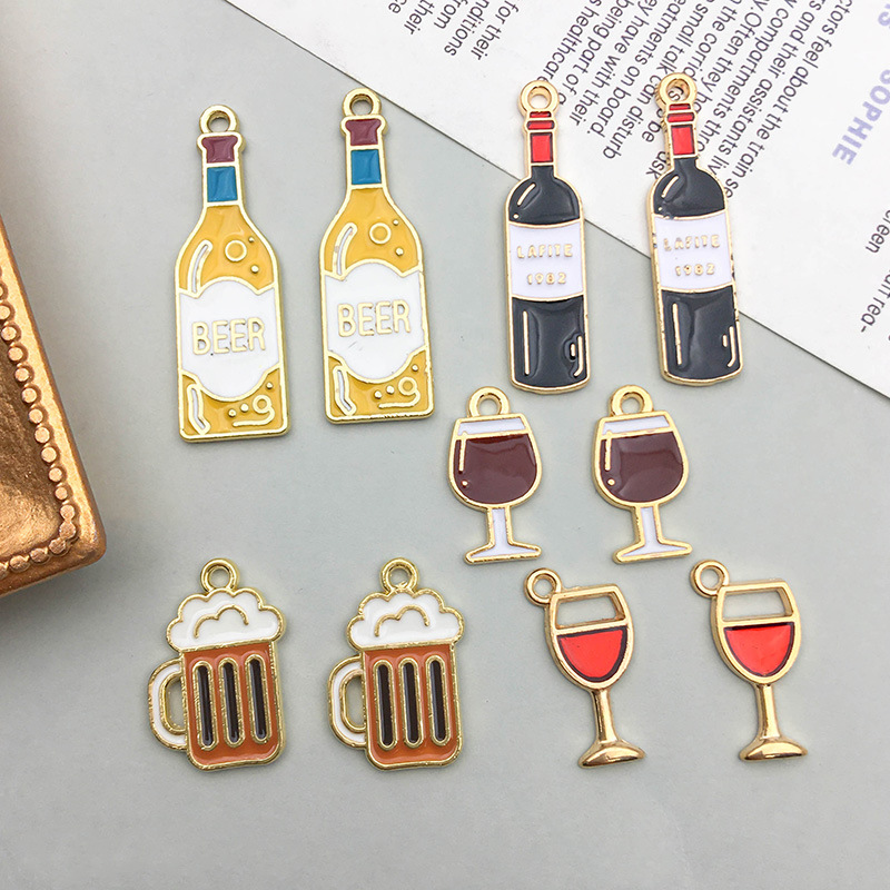 10pcs/lot Enamel Charms Red Wi - Wine With Beer Mix 评论和价格