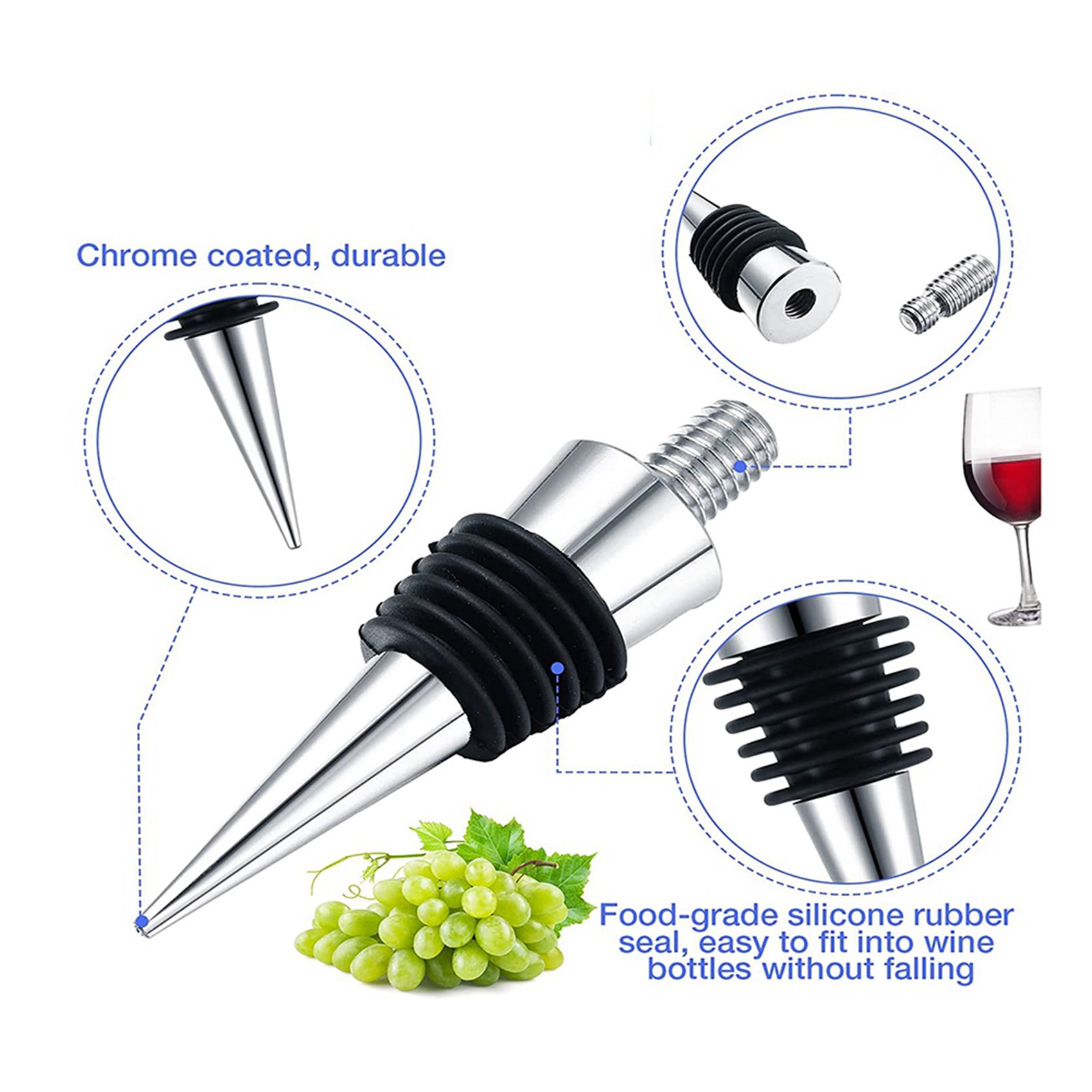 AB34-12 Pieces Metal Bottle St - Bottle Stopper Set 评论和价格