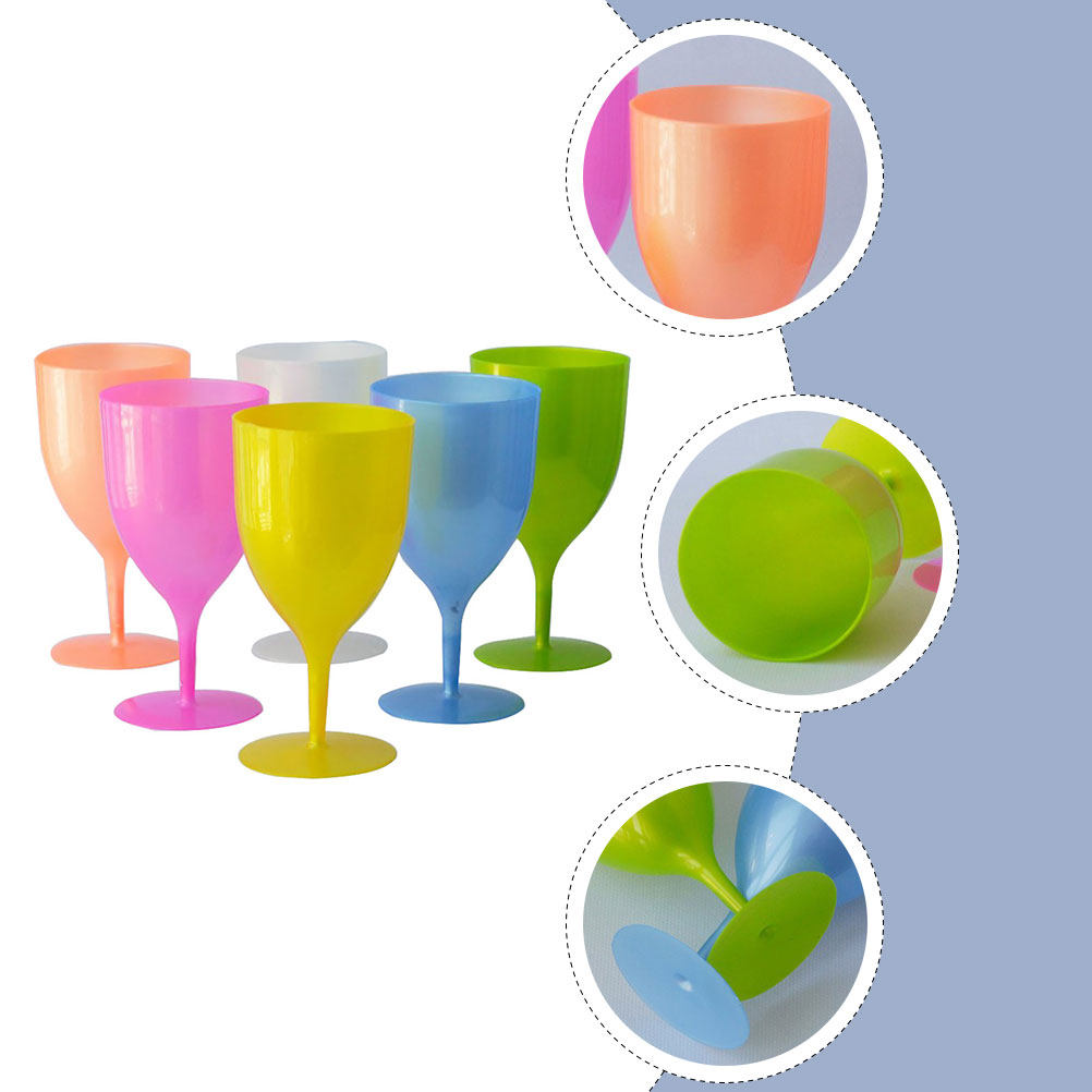 6Pcs Colorful Plastic Goblet S - Wine Beer Whiskey 评论和价格