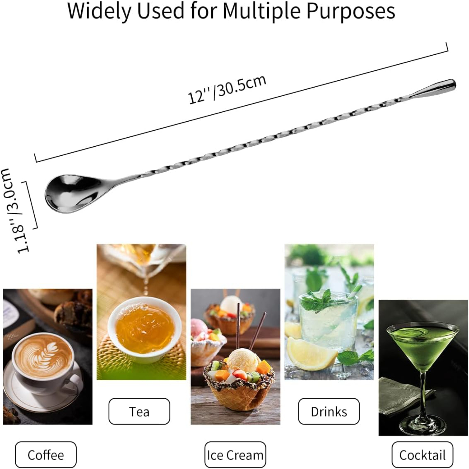 Cocktail Spoon Set of 2 - 12 I - Wine With Beer Mix 评论和价格